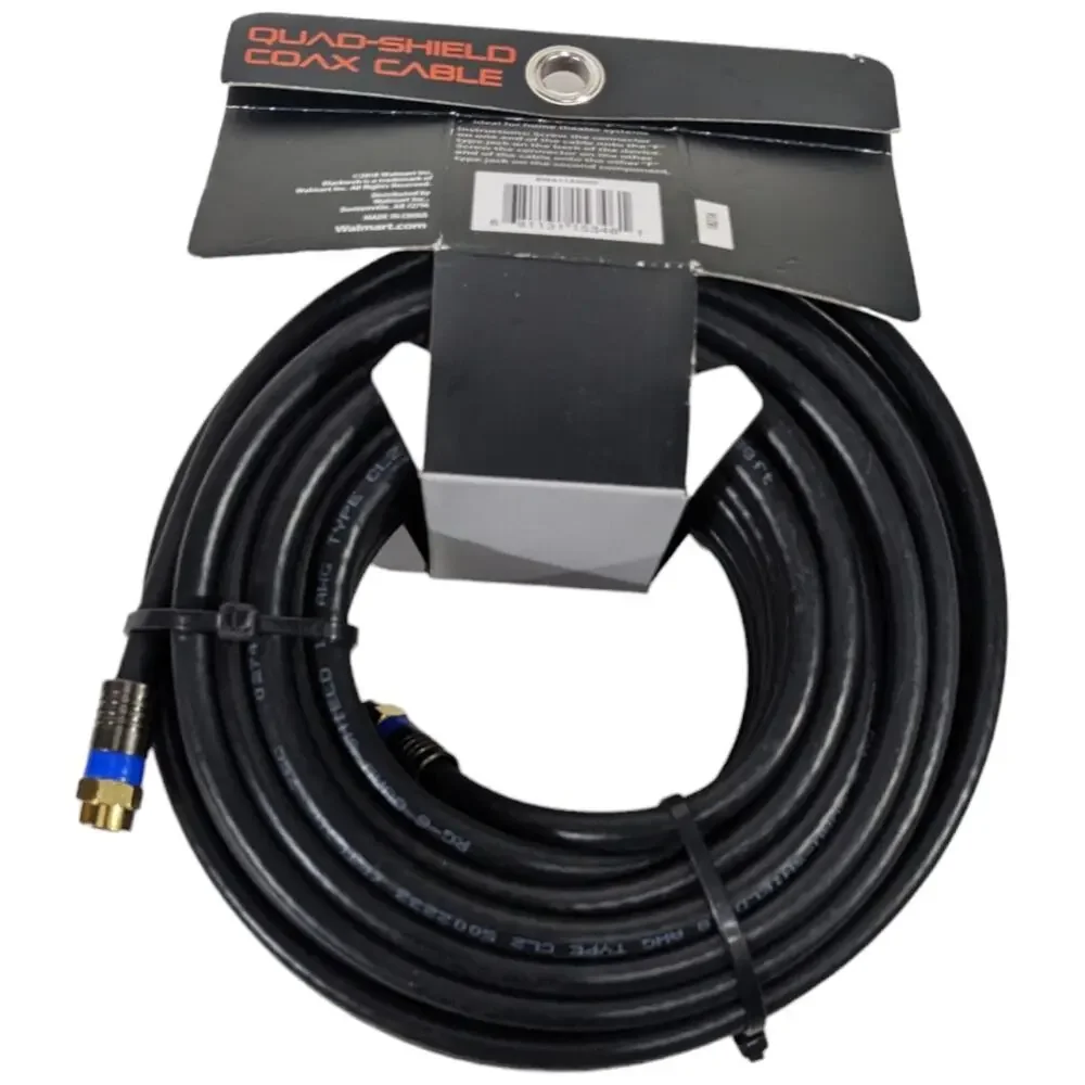 50 Foot Coax Cable BLACK WEB Blackweb 18 AWG Quad Shield Cable TV Internet Modem